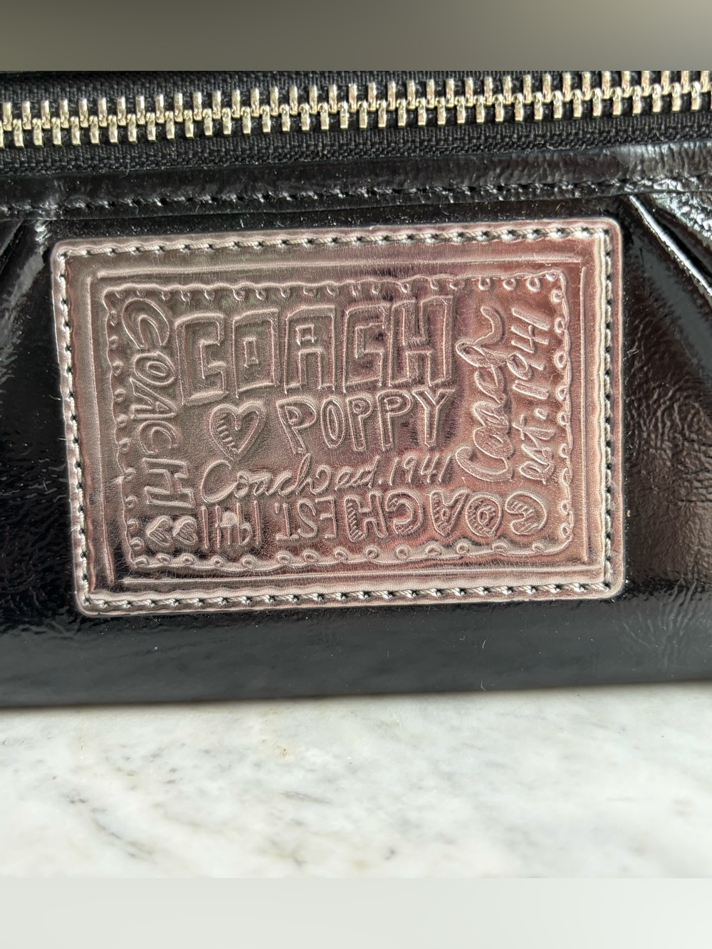 Coach Black Poppy Patent Leather Wristlet/Wallet - Picture 9 of 15